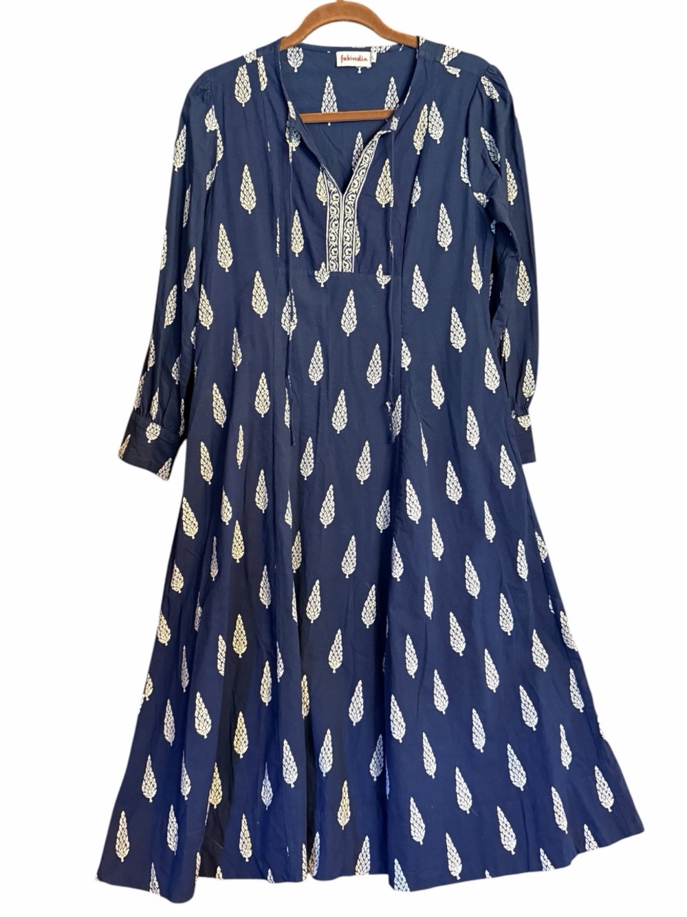 FABINDIA Tunic/Dress Navy blue with tan designs Size Medium